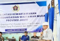 Ridwan Agus DPT Ketua PWI Provinsi Jambi acara Orientasi PWI di Gedung PWI Prov.Jambi
