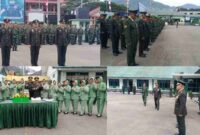 Dandim 0417/Kerinci Letkol Inf Eko Budiarto memberikan ucapan selamat kepada prajurit usai pelaksanaan upacara HUT ke-80 TNI.
