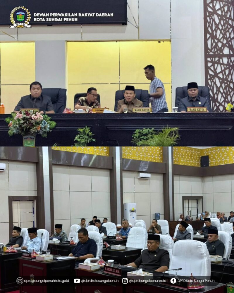 Rapat Gabungan DPRD Kota Sungai Penuh saat penyampaian laporan pembahasan Raperda APBD 2026.