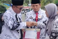 Wali Kota Alfin serahkan penghargaan SD 004/XI Pelayang Raya.