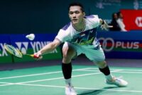 Jonatan Christie tampil fokus jelang laga pembuka India Open 2026.
