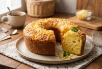 Bolu keju cheddar lembut dan gurih siap disajikan.