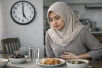 Menu sahur sehat dengan sayur, buah, dan sumber protein membantu menahan lapar lebih lama saat puasa.