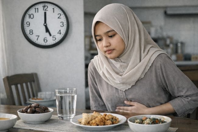Menu sahur sehat dengan sayur, buah, dan sumber protein membantu menahan lapar lebih lama saat puasa.