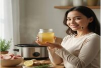 Kaldu tulang hasil rebusan lama sebagai sumber kolagen alami