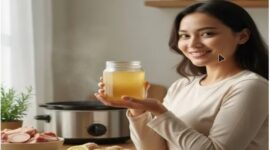 Kaldu tulang hasil rebusan lama sebagai sumber kolagen alami