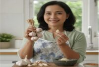Bawang putih (Allium sativum) mengandung allicin yang bermanfaat bagi kesehatan tubuh.