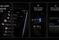 Tampilan aplikasi XChat di perangkat iOS yang menghadirkan layanan pesan instan terhubung langsung dengan platform X