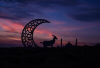 Ilustrasi menunjukkan umat Muslim merayakan Idul Adha 2026 dengan pelaksanaan ibadah salat Id dan penyembelihan hewan kurban.