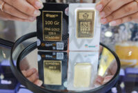 Daftar harga emas di Pegadaian pada 30 April 2026 yang menunjukkan penurunan pada berbagai ukuran dan merek.