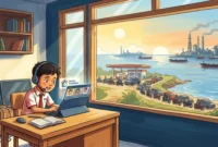 Seorang siswa mengikuti pembelajaran daring dari rumah dengan perangkat digital sebagai bagian dari sistem Belajar dari Rumah (BDR)