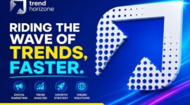 Visual branding Tren Horizon yang menegaskan komitmen perusahaan dalam mengikuti tren dan mempercepat pertumbuhan di industri digital.