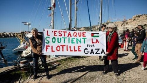 Ilustrasi. aktivis Global Sumud Flotilla (Foto: AFP/CLEMENT MAHOUDEAU)
