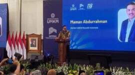 Menteri UMKM Maman Abdurrahman saat soft launching SAPA UMKM di Kantor Kementerian PPN/Bappenas, Jakarta, Kamis (21/5/2026).