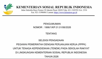 Pengumuman resmi Kemensos tentang seleksi PPPK Tenaga Kependidikan Sekolah Rakyat 2026