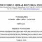 Tampilan pengumuman resmi Kemensos Nomor 1996/1/KP.01.01/06/2026 tentang seleksi PPPK tenaga kependidikan Sekolah Rakyat tahun 2026. (Sumber: foto : kemensos.go.id)
