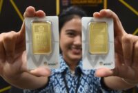 Ilustrasi emas batangan Antam. Harga emas Antam pada 7 Juni 2026 tercatat stabil.(Foto : ANTARA /Indrianto Eko Suwarso/Spt)