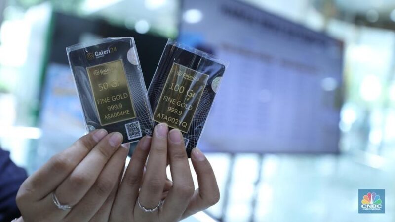 Pergerakan harga emas Pegadaian hari ini menunjukkan UBS dan Galeri24 naik, sementara Antam stagnan pada Selasa (23/6/2026).(foto ; CNBC Indonesia/Trisusilo)