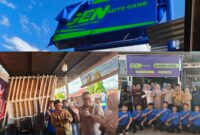 Walikota Sungai Penuh Alfin memotong pita saat meresmikan Gen Auto Care dan Warung Bu Dorlan di Desa Gedang, Minggu (26/7/2026).