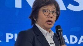 Wakil Kepala BGN Agustina Arumsari mengungkap temuan SPPG yang memiliki dua rekening virtual saat konferensi pers di Jakarta.(Foto : CNN Indonesia/ Dela Naufalia)
