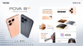 Tecno Pova 8 5G hadir dengan baterai 8000mAh dan fitur Alive Matrix Display yang unik.(foto : Dok.Tecno)