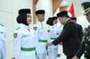 Ketua DPRD Kota Sungai Penuh Hutri Randa menghadiri pengukuhan Paskibraka Kota Sungai Penuh Tahun 2026 di Gedung Nasional, Sabtu (15/8/2026).