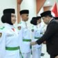 Ketua DPRD Kota Sungai Penuh Hutri Randa menghadiri pengukuhan Paskibraka Kota Sungai Penuh Tahun 2026 di Gedung Nasional, Sabtu (15/8/2026).