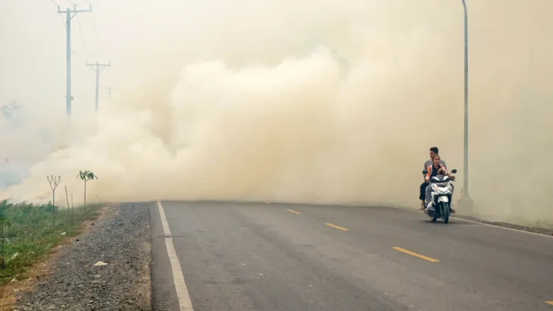 Kebakaran hutan dan lahan di Kalimantan dan Sumatera Selatan menyisakan titik panas serta memicu sebaran asap yang mengancam kualitas udara. (Foto : MUDA SAGALA/AFP)