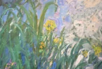 Lukisan Iris karya Claude Monet mencetak rekor sebagai karya seni termahal yang pernah terjual di lelang Prancis.(Foto : Sumber: LOU BENOIST / AFP)